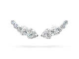 Platinum 0.48 Carat E VS Round and Heart Diamond Petite Ear Climber Earrings