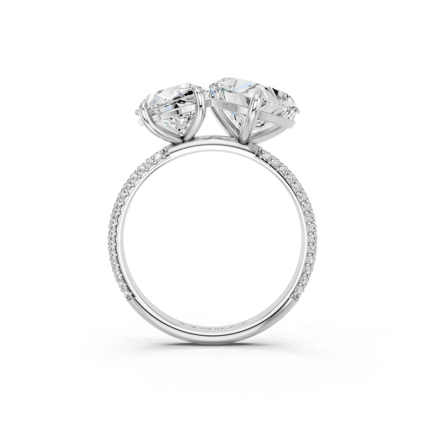White gold Round and Heart Toi Moi Ring with Prong Setting and Micro Pave Band