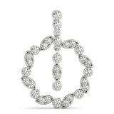 White gold Round and Marquise Cut Diamond Milgrain Halo Pendant 1