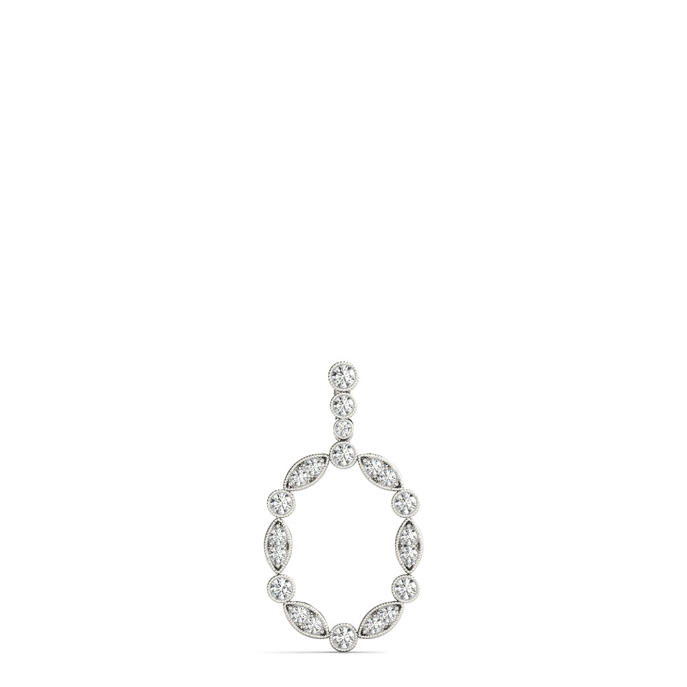 White gold Round and Marquise Diamond Bezel Set Pendant 1
