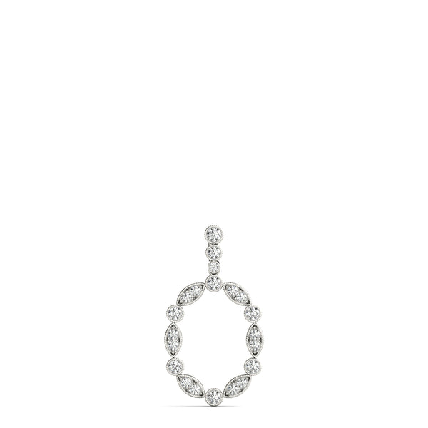 Silver Round and Marquise Diamond Bezel Set Pendant