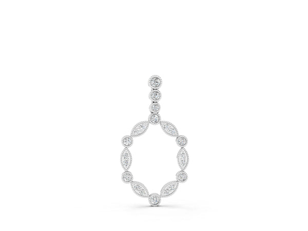 White gold Round and Marquise Diamond Bezel Set Pendant