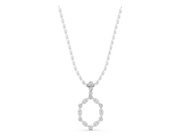 White gold Round and Marquise Diamond Bezel Set Pendant