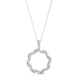 White gold Round and Marquise Diamond Circle Pendant with Bezel and Prong Setting