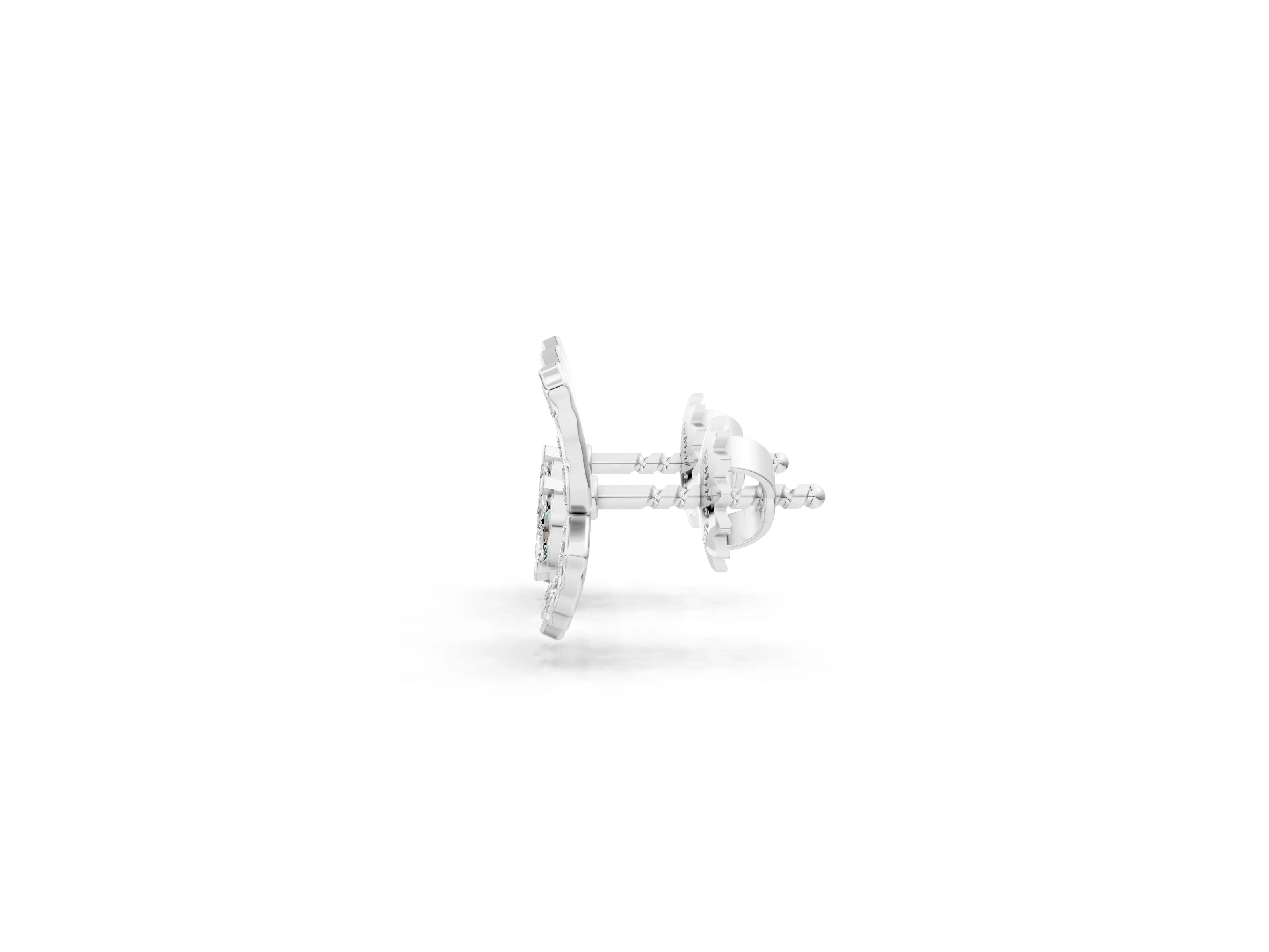 White gold Round and Marquise Diamond Flutter Butterfly Stud Earrings_5