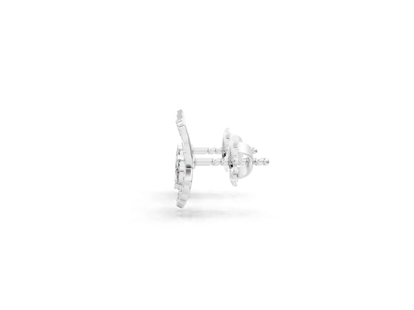 White gold Round and Marquise Diamond Flutter Butterfly Stud Earrings