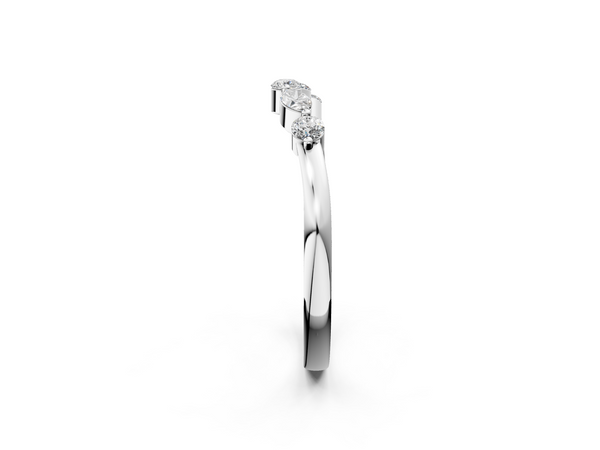 Platinum Round and Marquise Diamond Half Eternity Band with Prong Setting