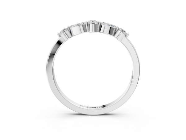 Platinum Round and Marquise Diamond Half Eternity Band with Prong Setting