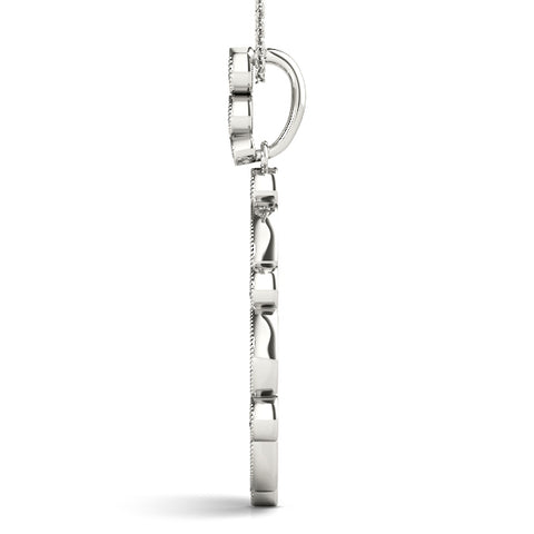 White gold Round and Marquise Diamond Milgrain Halo Pendant 2