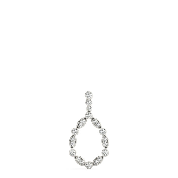 Silver Round and Marquise Diamond Milgrain Prong Pendant