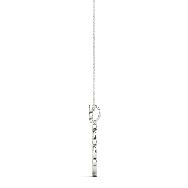 Silver Round and Marquise Diamond Milgrain Prong Pendant