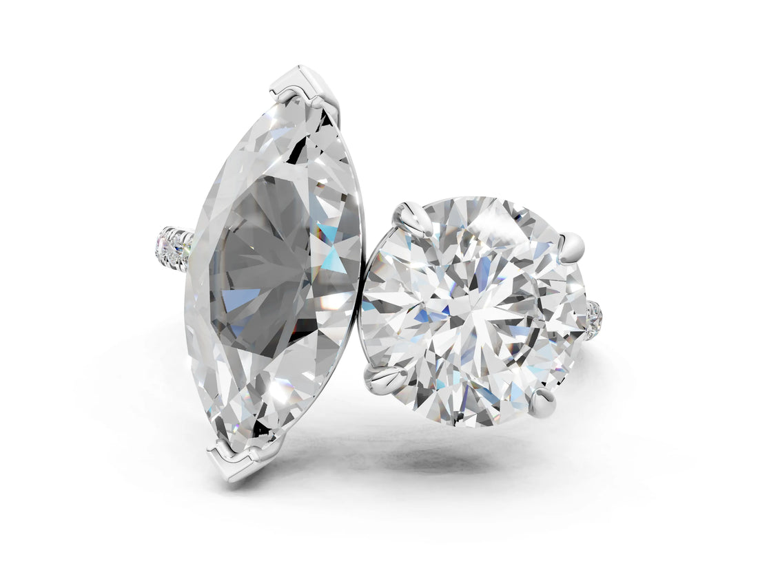 White gold Round and Marquise Toi Moi Ring with Prong Setting and Pave Band_57