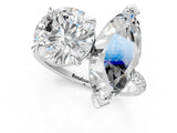 White gold Round and Marquise Toi Moi Ring with Prong Setting and Pave Band_58