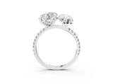 White gold Round and Marquise Toi Moi Ring with Prong Setting and Pave Band_60