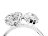White gold Round and Marquise Toi Moi Ring with Prong Setting and Plain Band 4