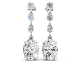 White gold Round and Oval Diamond Drop Earrings