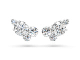 White gold Round and Oval Diamond Hydrangea Bouquet Stud Earrings with Round Diamond Accents_37