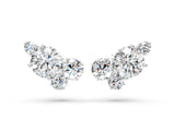 White gold Round and Oval Diamond Hydrangea Bouquet Stud Earrings with Round Diamond Accents_7