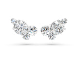 White gold Round and Oval Diamond Hydrangea Bouquet Stud Earrings with Round Diamond Accents_8