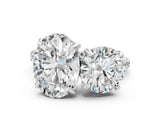 White gold Round and Oval Toi Moi Ring with Prong Setting and Micro Pave Band