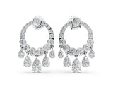White gold Round and Pear Diamond Dangle Earrings
