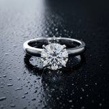 White gold Round and Pear Toi Moi Ring with Prong Setting and Plain Band_24