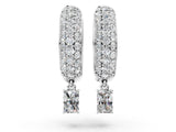 White gold Round and Radiant Diamond Huggie Hoop Earrings_28