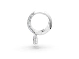 White gold Round and Radiant Diamond Huggie Hoop Earrings_29