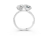 White gold Round and Radiant Toi Moi Ring with Prong Setting and Pave Band 4