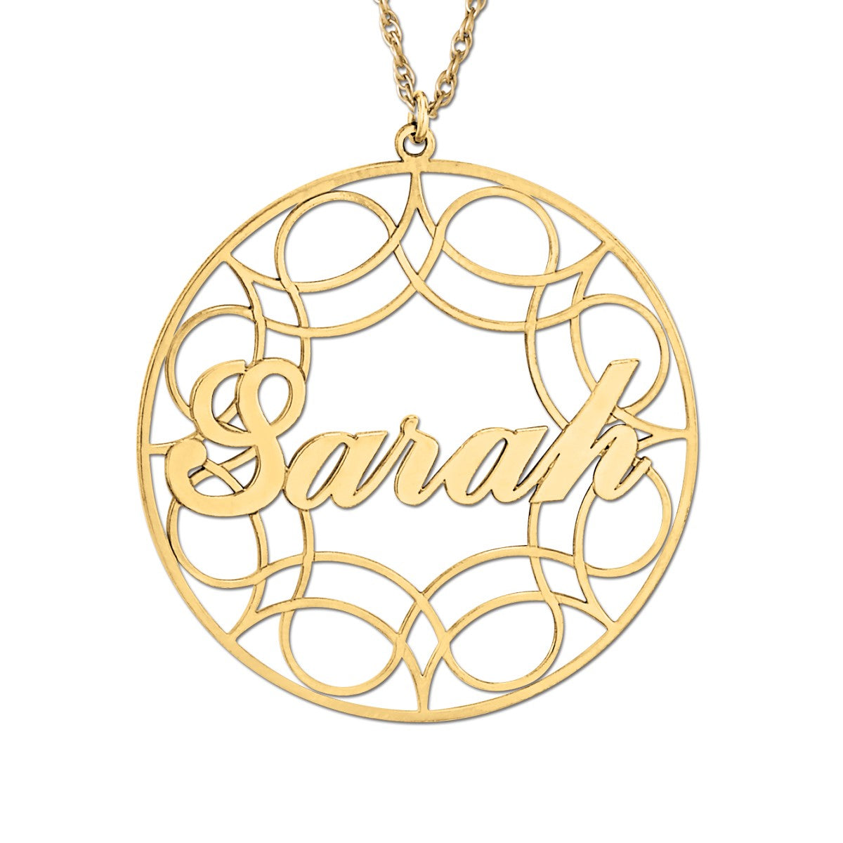 White gold Sarah Round Filigree Pendant 1
