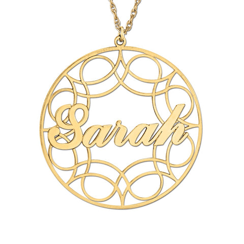 White gold Sarah Round Filigree Pendant 1