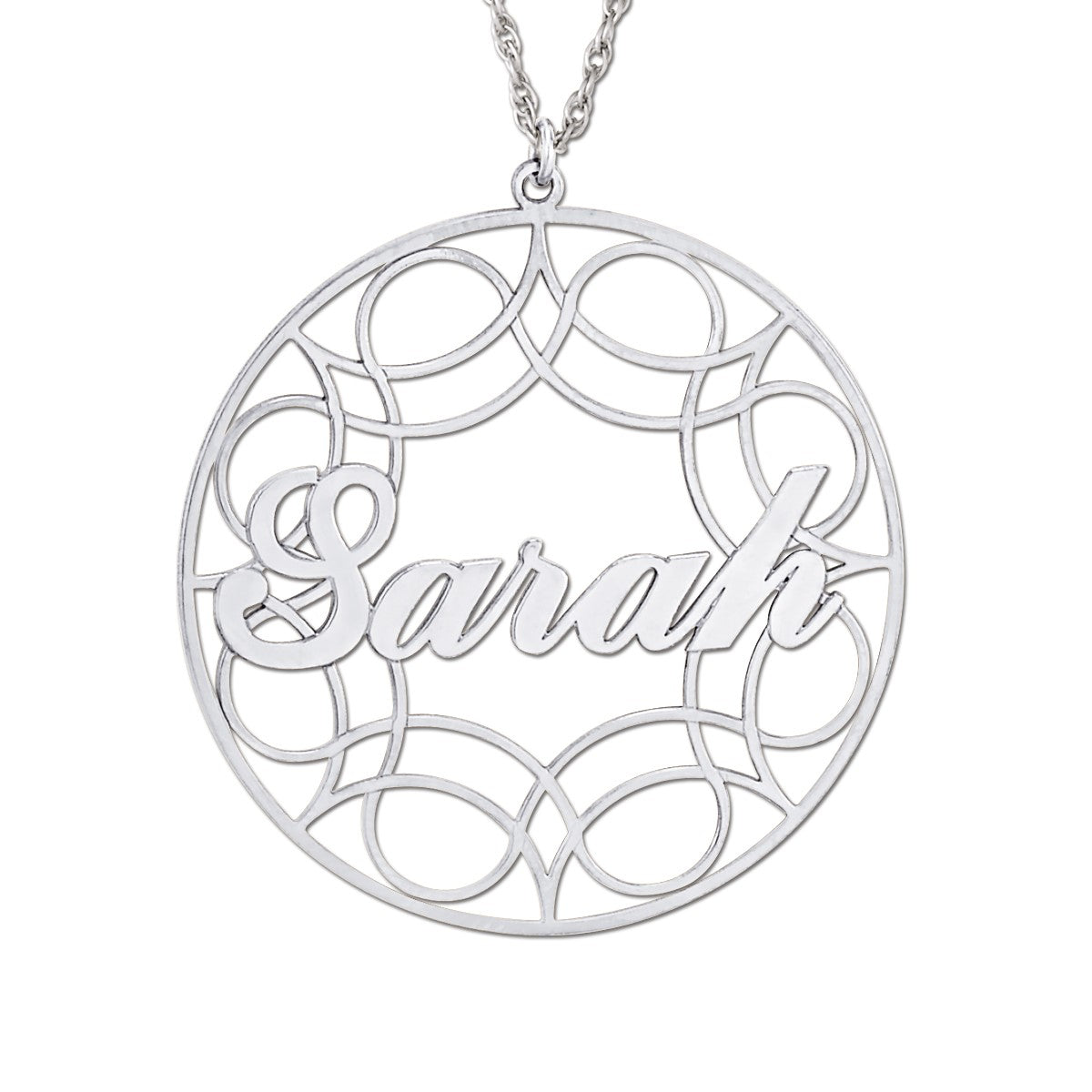 White gold Sarah Round Filigree Pendant