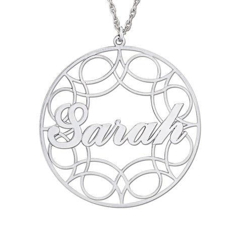 White gold Sarah Round Filigree Pendant