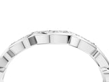Silver 0.13 Carat E VS Scalloped Diamond Curved Band with Round Brilliant Stones and Shared Prong Setting