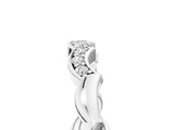Silver 0.13 Carat E VS Scalloped Diamond Curved Band with Round Brilliant Stones and Shared Prong Setting