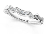 Silver 0.13 Carat E VS Scalloped Diamond Curved Band with Round Brilliant Stones and Shared Prong Setting