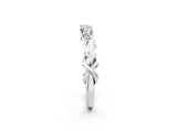 Silver 0.13 Carat E VS Scalloped Diamond Curved Band with Round Brilliant Stones and Shared Prong Setting