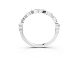 Silver 0.13 Carat E VS Scalloped Diamond Curved Band with Round Brilliant Stones and Shared Prong Setting