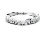 White gold Scalloped Diamond Round Cut Eternity Band with Pavé Setting_12