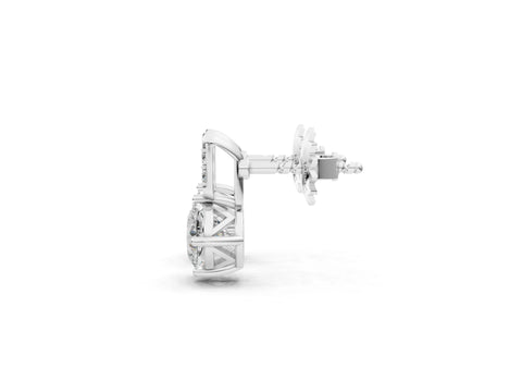 White gold Sideways Cushion Diamond Drop Earrings with Diamond Accent_1