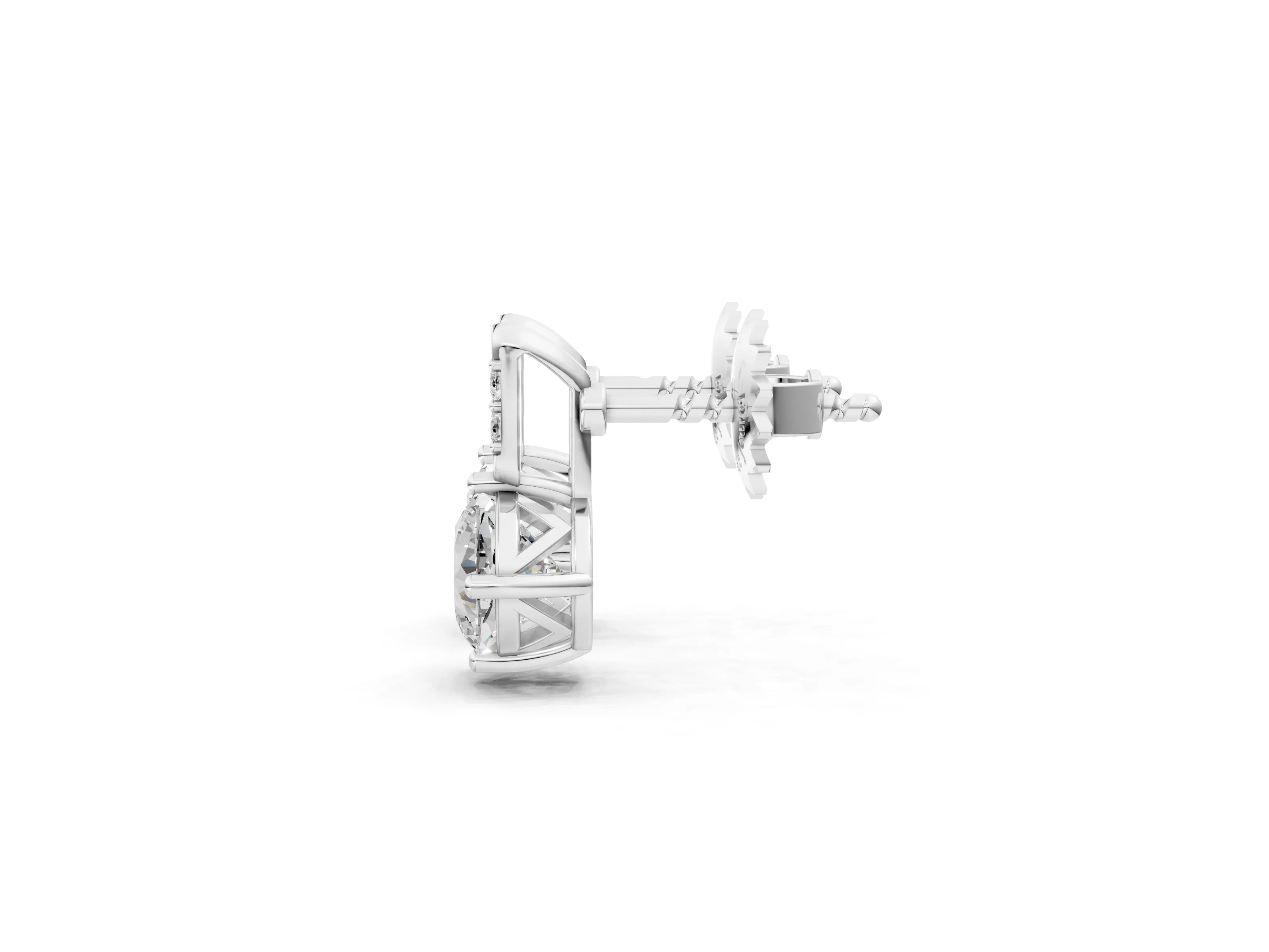 White gold Sideways Cushion Diamond Drop Earrings with Diamond Accent_1