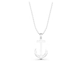 White gold Silver Anchor Pendant with Round Diamond Bezel Setting_21