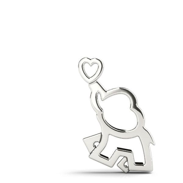 White gold Silver Elephant Heart Pendant 1