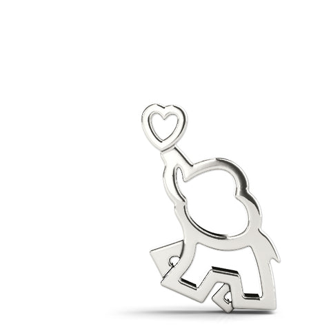 White gold Silver Elephant Heart Pendant 1