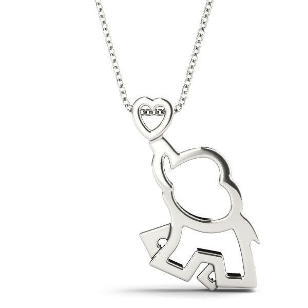 White gold Silver Elephant Heart Pendant