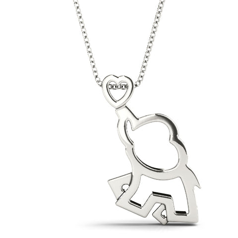 White gold Silver Elephant Heart Pendant