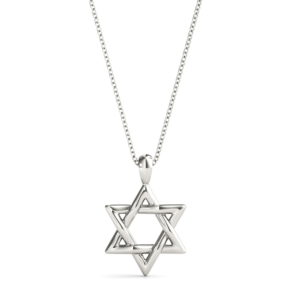 White gold Silver Star of David Pendant