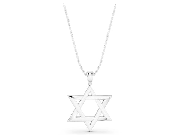 White gold Silver Star of David Pendant