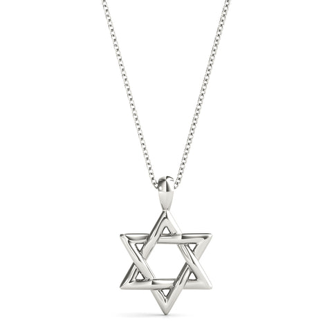White gold Silver Star of David Pendant