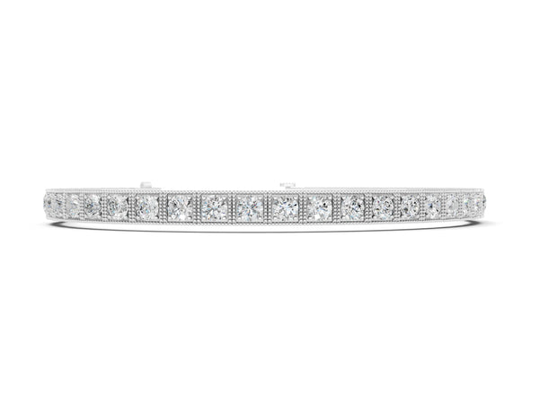 White gold Square Bezel-Set Round Diamond Tennis Bracelet with Four-Prong Setting